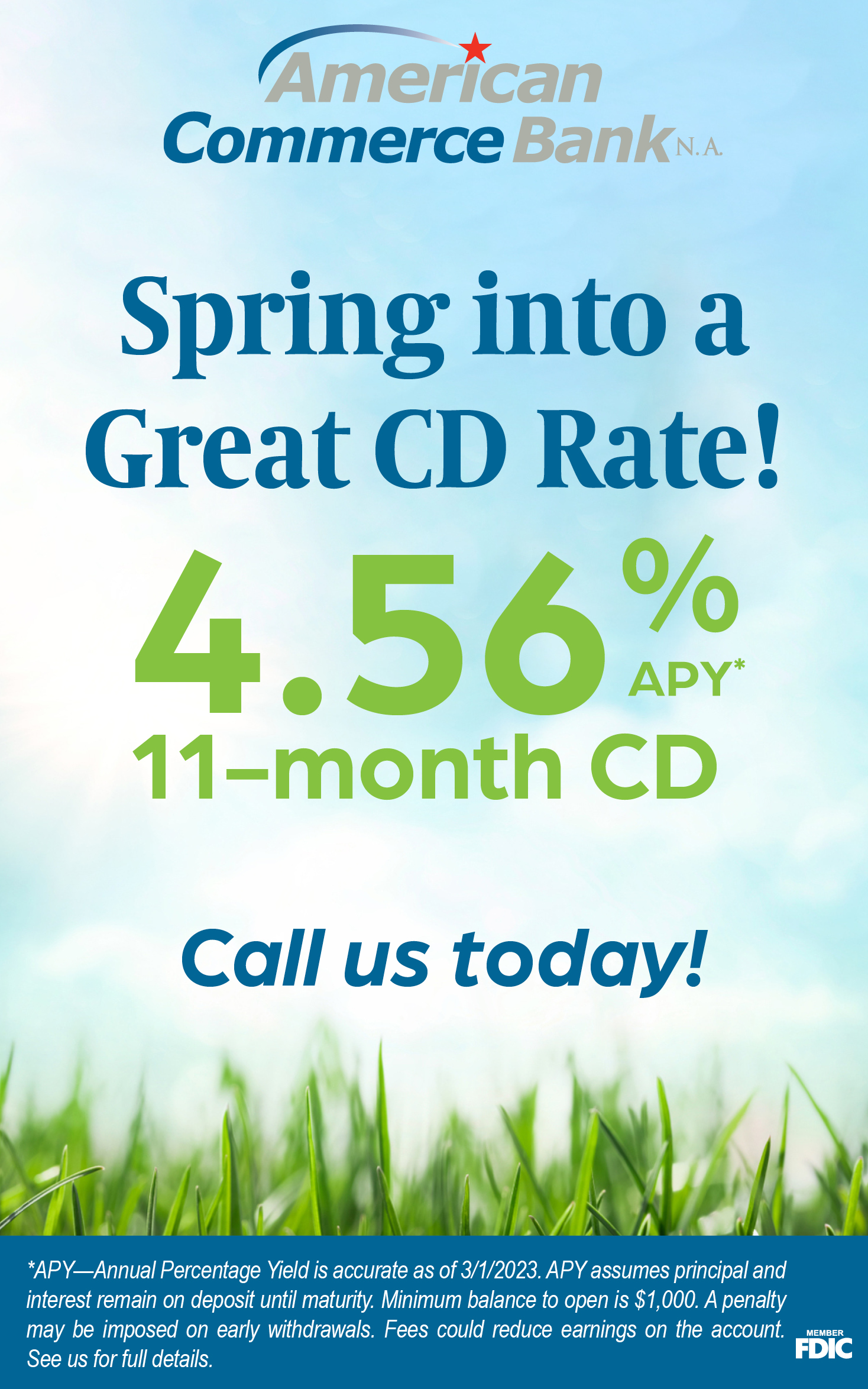 Spring Money Market 2-10 4.6% Winter Rates NO PHONE
