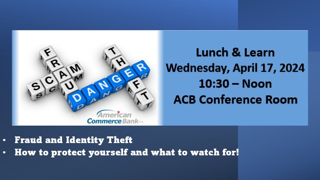 Lunch and Learn Flyer. It includes time and date of event and that it is located in the ACB Conference Room